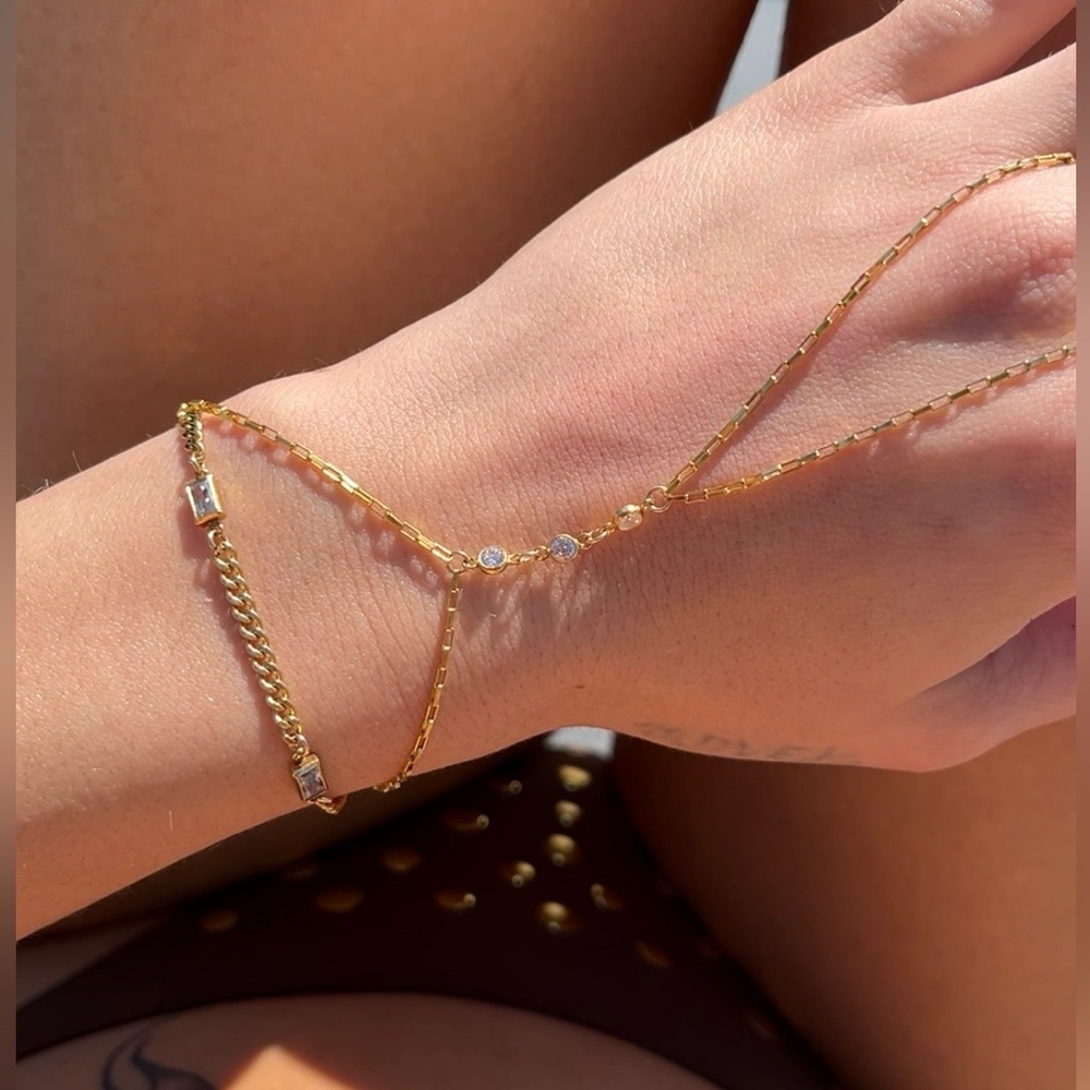 14k Gold Filled CZ Handchain